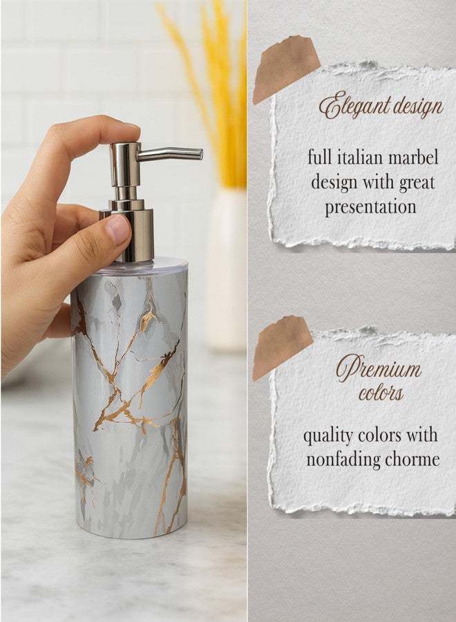 Emoh Roced Liquid Soap Dispenser 250ML - Refillable Unbreakable Plastic Bottle for Handwash, Sanitizer, Lotion, Shampoo - Bathroom, Kitchen, Sink, Shower, Wash Basin (White Marble, Pack of 1) - Image 4